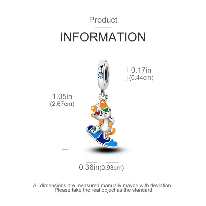 925 Sterling Silver Funny Playable Charms Beads | Smart Watch Tarot Bike Travel Dangle Fit Pandora Bracelet DIY Jewelry