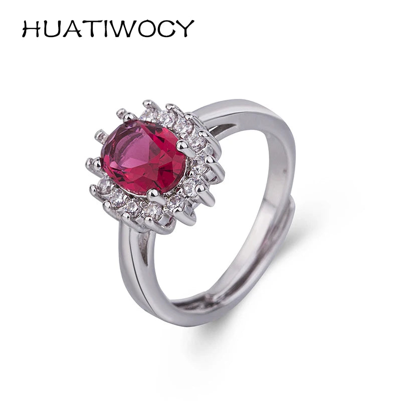 Trendy 925 Sterling Silver Zircon Gemstone Open Ring – Adjustable Women’s Finger Ring Wedding Party Jewelry Gift