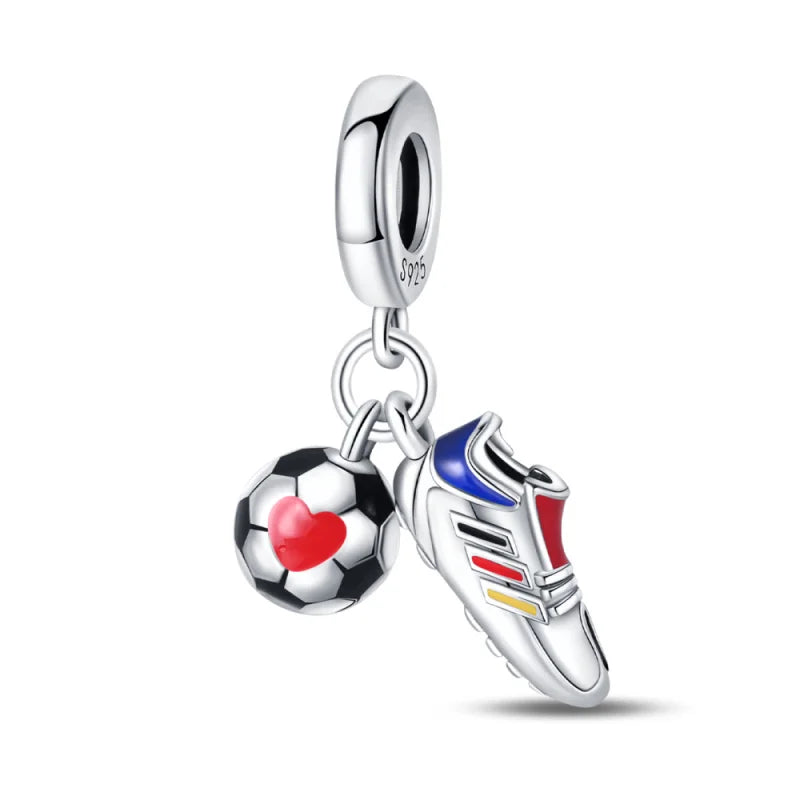 925 Sterling Silver Soccer Trophy Jersey Charm Beads – Fits 3mm Bracelets DIY Jewelry