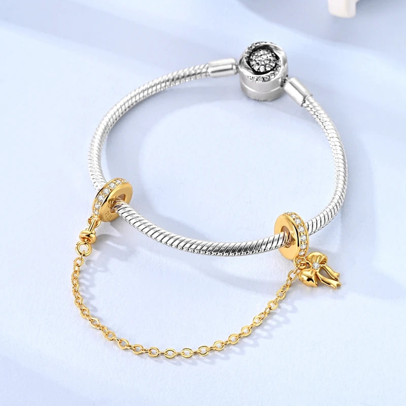 925 Sterling Silver Gold Charms Beads | Leopard, Butterfly, Firefly & Bee Dangle Fit Original Bracelet Women DIY Jewelry Gift