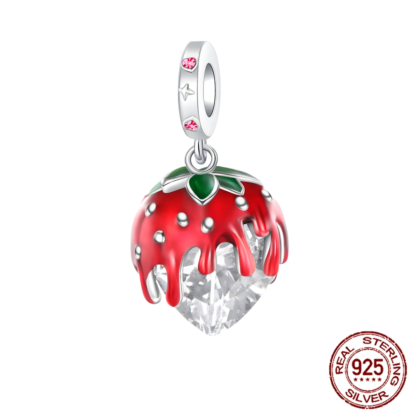 925 Sterling Silver Red Series Charms | Heart, Car & Strawberry Dangle Beads for Original Bracelet DIY Jewelry