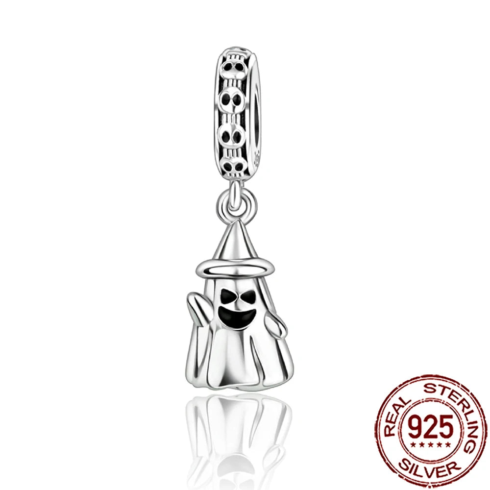 Gothic 925 Sterling Silver Grim Reaper Skull Charm Bead Fit Pandora Bracelet