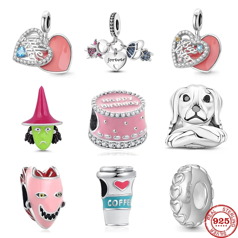 925 Sterling Silver Big Sister Little Sister Pendant Charm Bead | Fit Original Pandora Bracelet DIY Women Jewelry