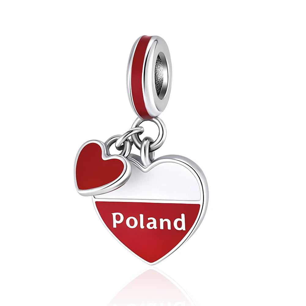 925 Sterling Silver National Flag Charms | Britain, Spain & Brazil Building Beads Fit Pandora Bracelet – Travel Jewelry Accessories