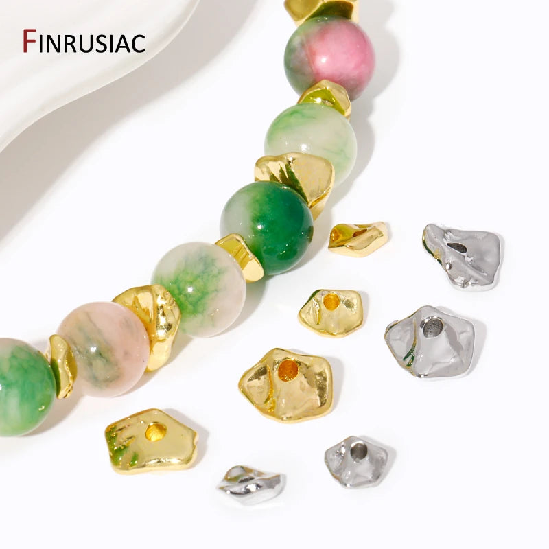 18K Gold Plated Brass Irregular Spacer Beads – 10/20Pcs Loose Bead Separators for DIY Bracelet & Jewelry Making