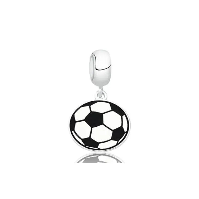 925 Sterling Silver Sports Charms – Football, Baseball, Tennis, Dumbbell Pendants Fit European Bracelets