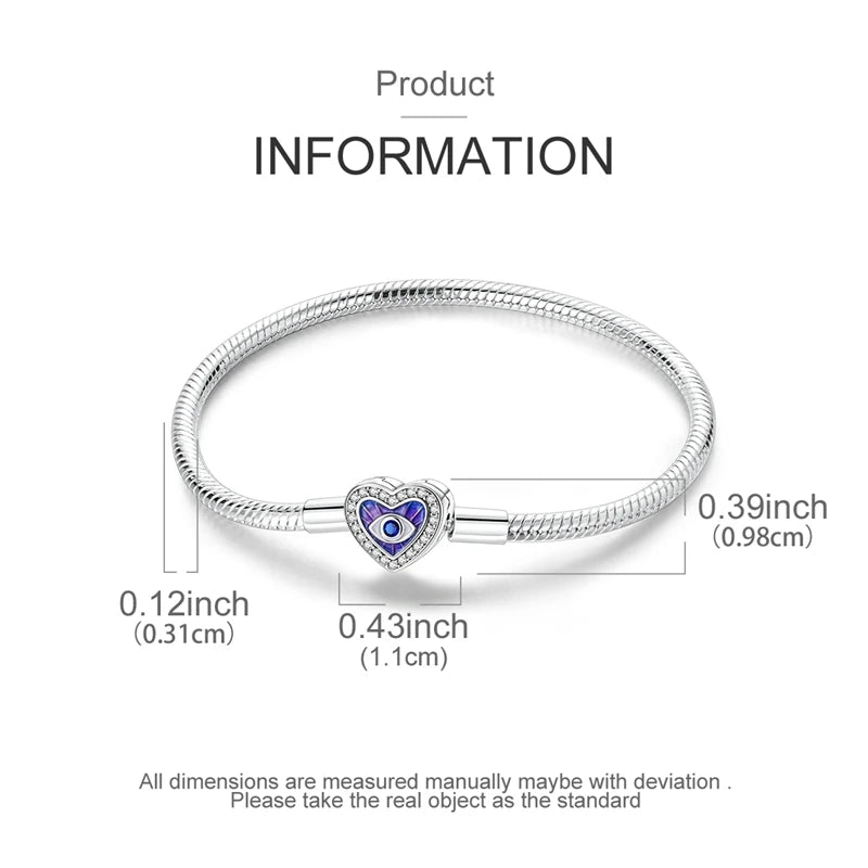 925 Sterling Silver Heart Moon Sun Clasp Charm Bracelet | 17–20CM Original Bracelet for Women | Fits Pandora DIY Beads Jewelry