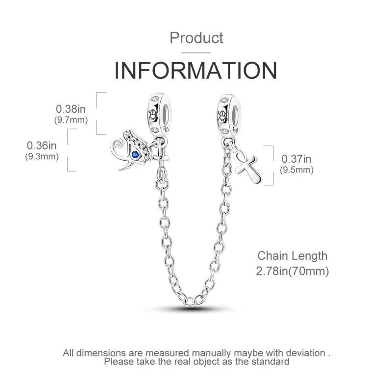 925 Sterling Silver Star Moon Safety Chain Charm | Pandora Fit Jewelry