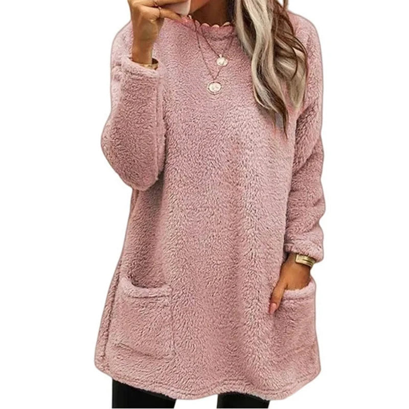 2024 Women’s Winter Warm Fleece Hoodie | Thick Streetwear Loose Casual Hooded Sweatshirt