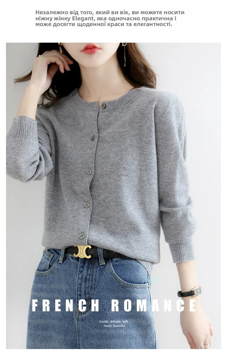 Off-Season Knitted Open Cardigan – Women’s Loose Round Neck Outerwear | Large Size Sweater for Spring & Autumn