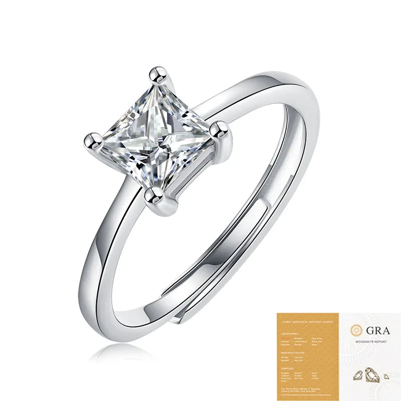 1ct D Color Moissanite Engagement Ring 925 Sterling Silver Gold Plated Solitaire Ring