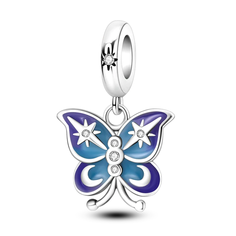 Blue Series 925 Sterling Silver Charms | Butterfly, Earth & Ocean Beads Pendants Fit Original Bracelet DIY Jewelry