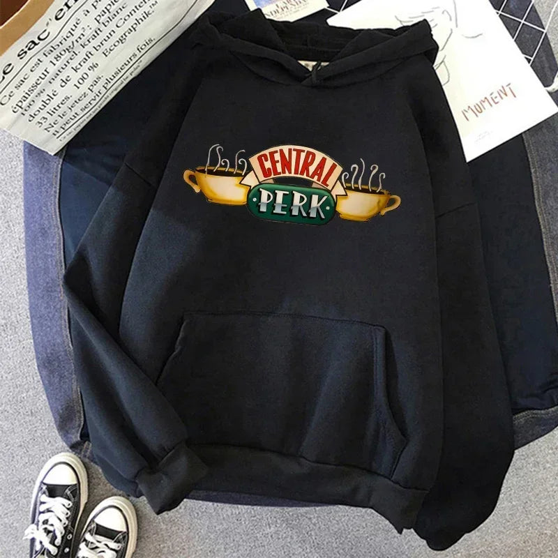 Friends TV Show Hoodie for Women – Funny Cartoon Graphic Ullzang Vintage Anime Sweatshirt 90s