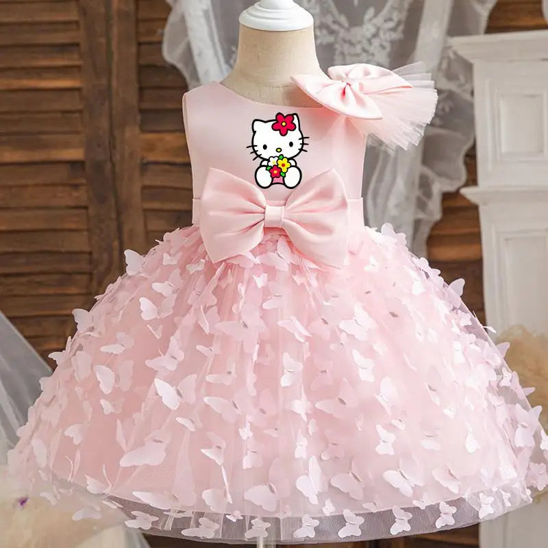 Hello Kitty Girl Butterfly Princess Dress – Birthday Party Outfit, Christmas & New Year Children Gift