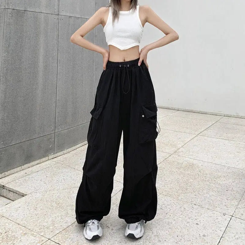 American Retro Workwear Casual Pants – Women’s Summer Straight Loose Wide Leg Trousers