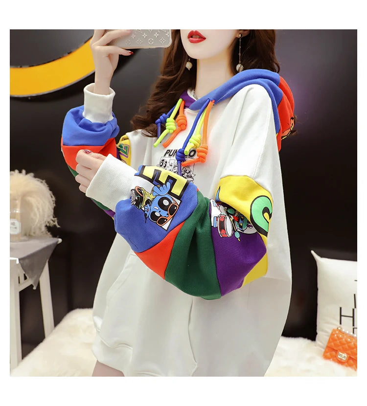 Plus Size Women’s Hoodie – Fleece-Lined Mid-Length Jacket | Autumn Winter Trendy Korean Style Long Sleeve Sweatshirt