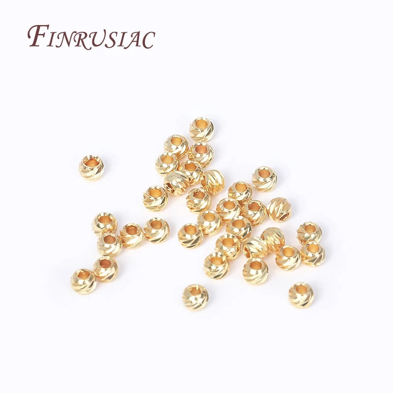 18K Gold Plated Brass Spacer Beads – Cut Pattern Round Stripe Separators for DIY Jewelry Making Accessories