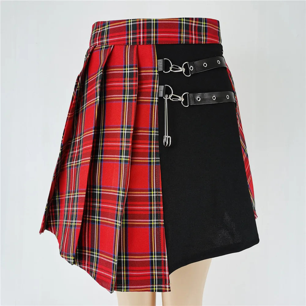 Gothic Sweet Women’s Plaid Pleated Mini Skirt – High Waist Chic Kawaii Summer Casual Skirt 🌿✨