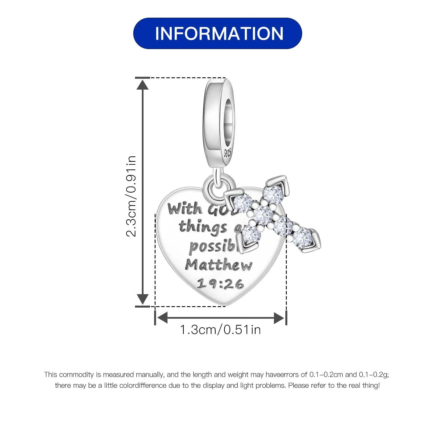 925 Sterling Silver Jesus Religious Symbol Charm Bead | Faith Pendant for Original Bracelet DIY Jewelry Gift