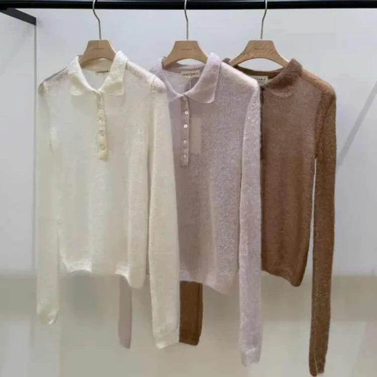 Sweet Soft Button-Up Knitted Sweater for Women | Loose Fit Flip Collar Knitwear | Comfortable Autumn Pullover