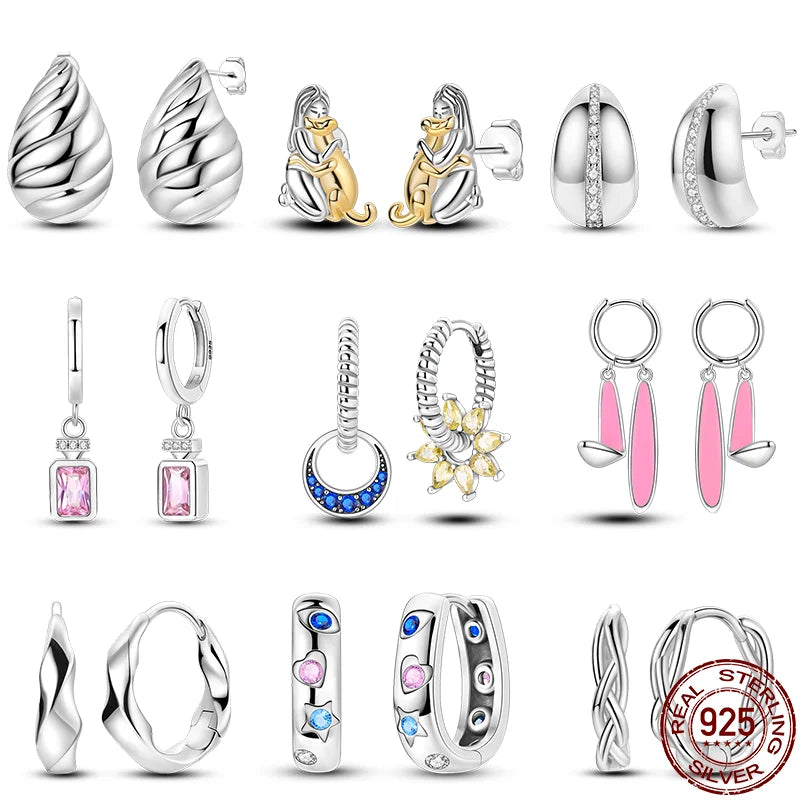 925 Sterling Silver Perfume & Fold-Eared Rabbit Hoop Earrings | Pave CZ Elegant Jewelry Gift for Women & Friends