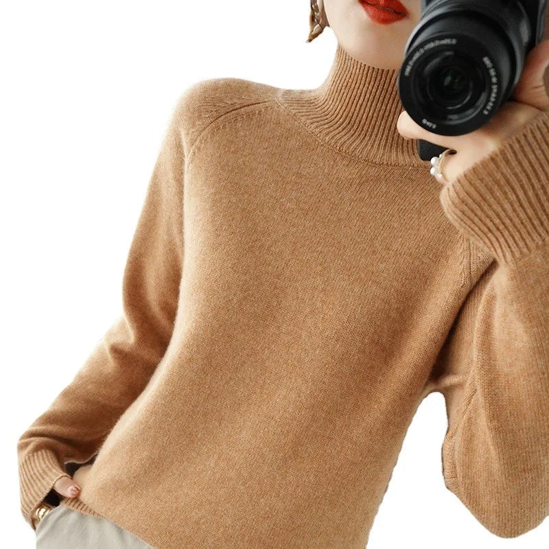 2025 Casual Autumn Winter Women Turtleneck Sweater – Thick Warm Long Sleeve Korean Knit Pullover