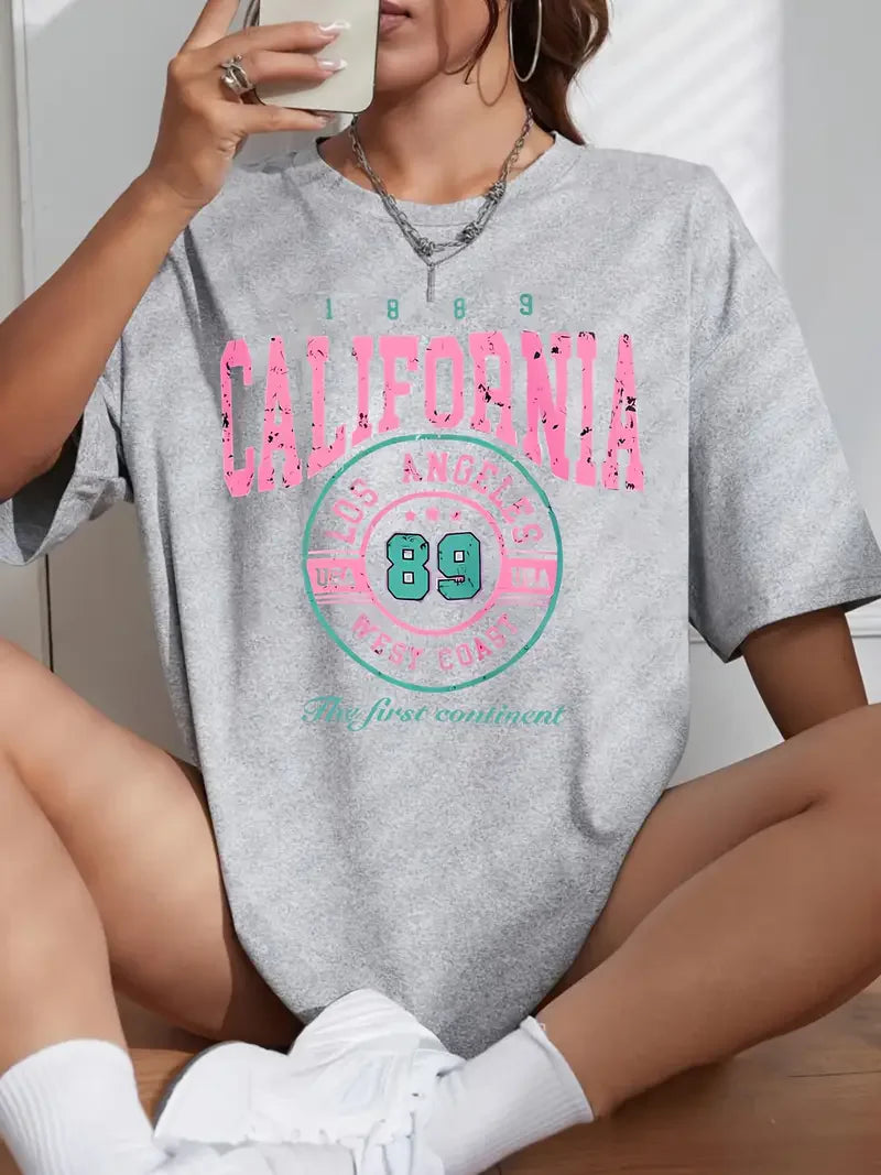 100% Cotton California Los Angeles Women’s T-Shirt | Artistic Print Casual Summer Tee