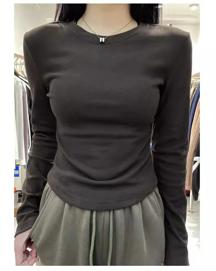 Women's Double-Sided Camere Slim Fit Long Sleeve Base Layer Top ❄️ Inner Wear T-Shirt 👚 Winter Tight Fit