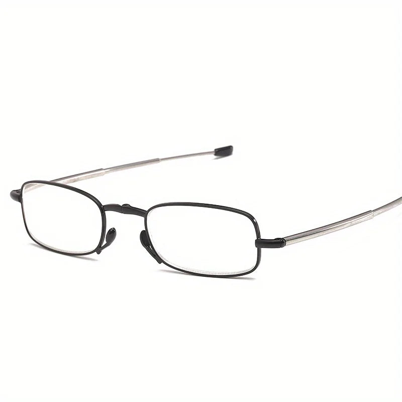 Foldable Reading Glasses Men Women Metal Frame Blue Light Resistant EyeGlasses with Zipper Bag Prescription Eyewear +1.0 To +4.0