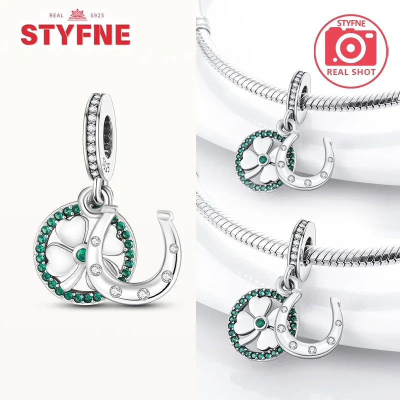 925 Sterling Silver Lucky Eye & Four Leaf Clover Charms – S925 Beads Fit Pandora Bracelet DIY Jewelry Gift for Women
