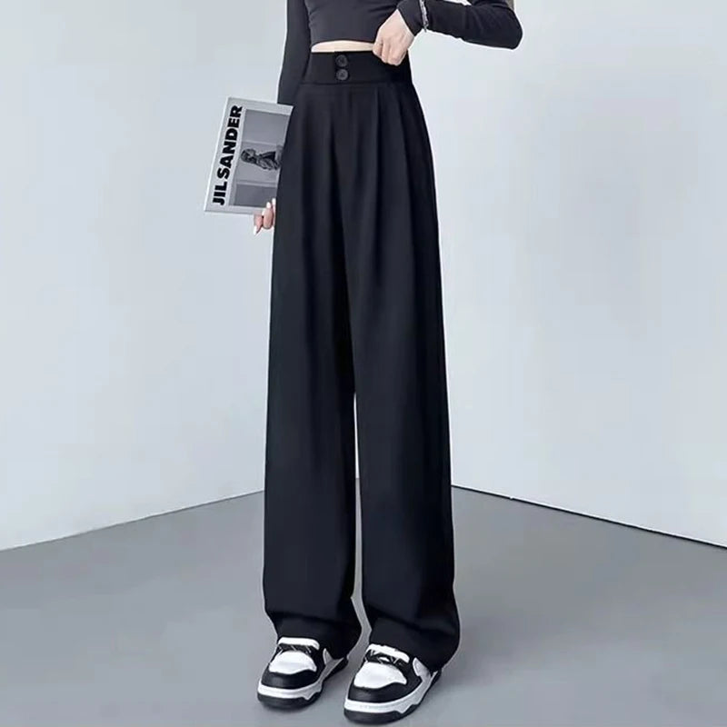 Lady Baggy High Waist Suit Pants | Women’s Classic Straight Leg Trousers | Casual Daily Slacks