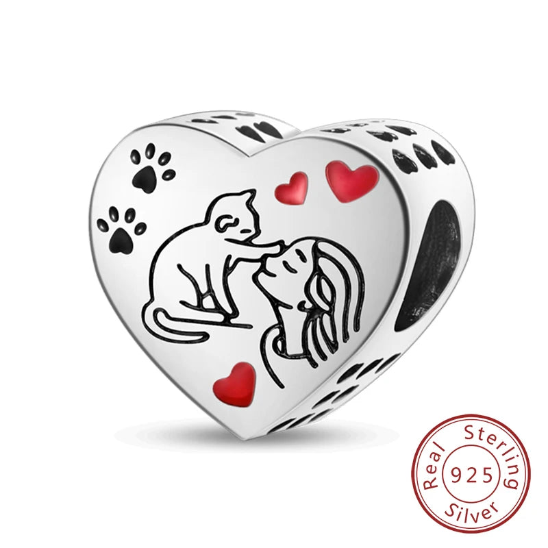 New Love Heart Shaped 925 Sterling Silver Charms – Family & Friendship Charm Beads Fit Original Bracelets for Women