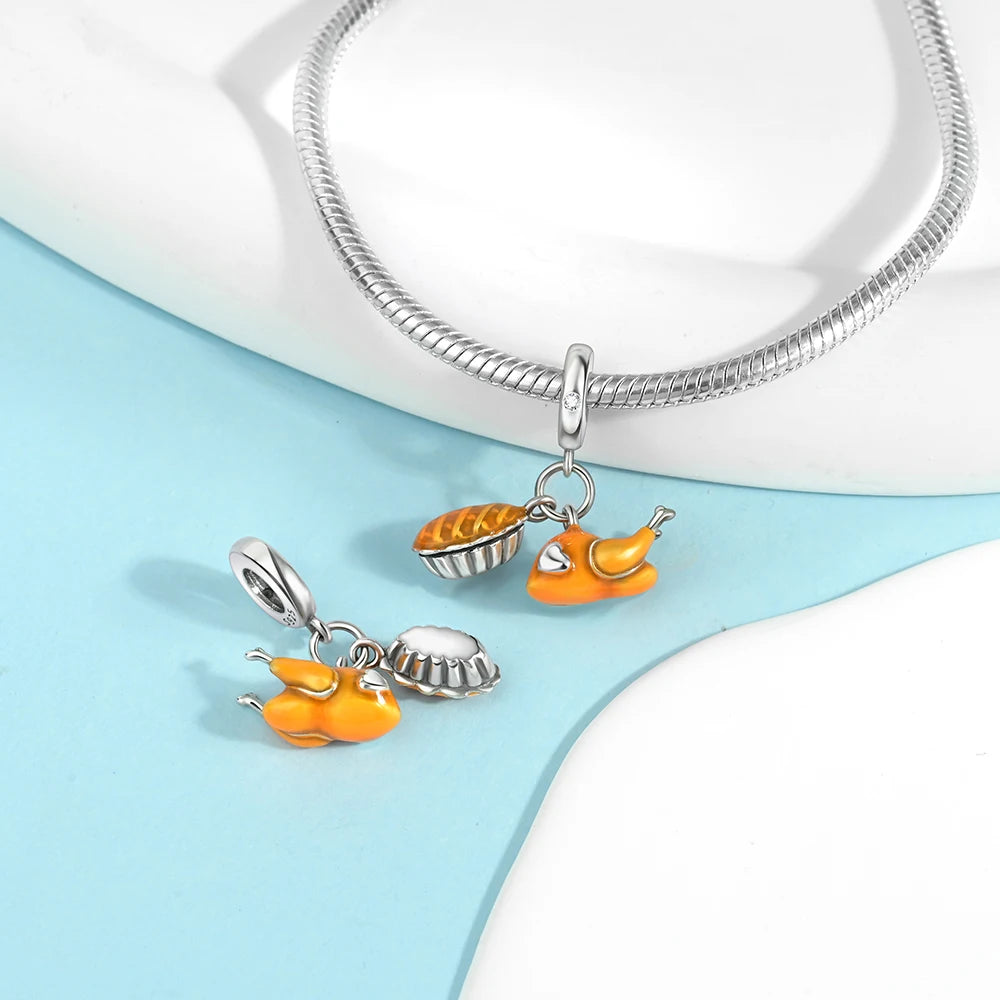2025 New 925 Sterling Silver Coffee, Cake, Fruit & Burger Charms | Fit Pandora Bracelet & Necklace DIY Jewelry