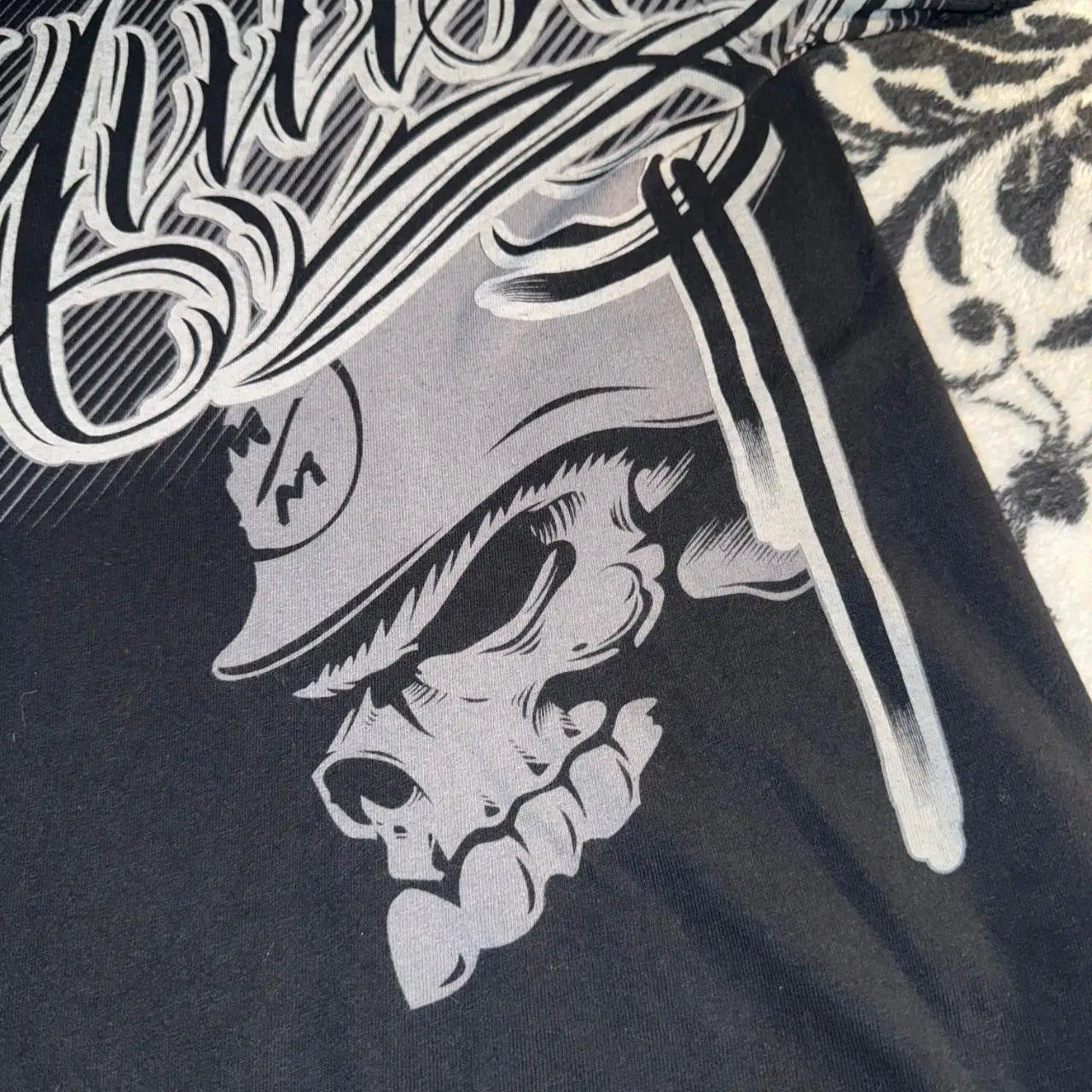 Vintage Avirex Black Short Sleeve T-Shirt | Rhinestone Double-Sided Print Retro Streetwear Top