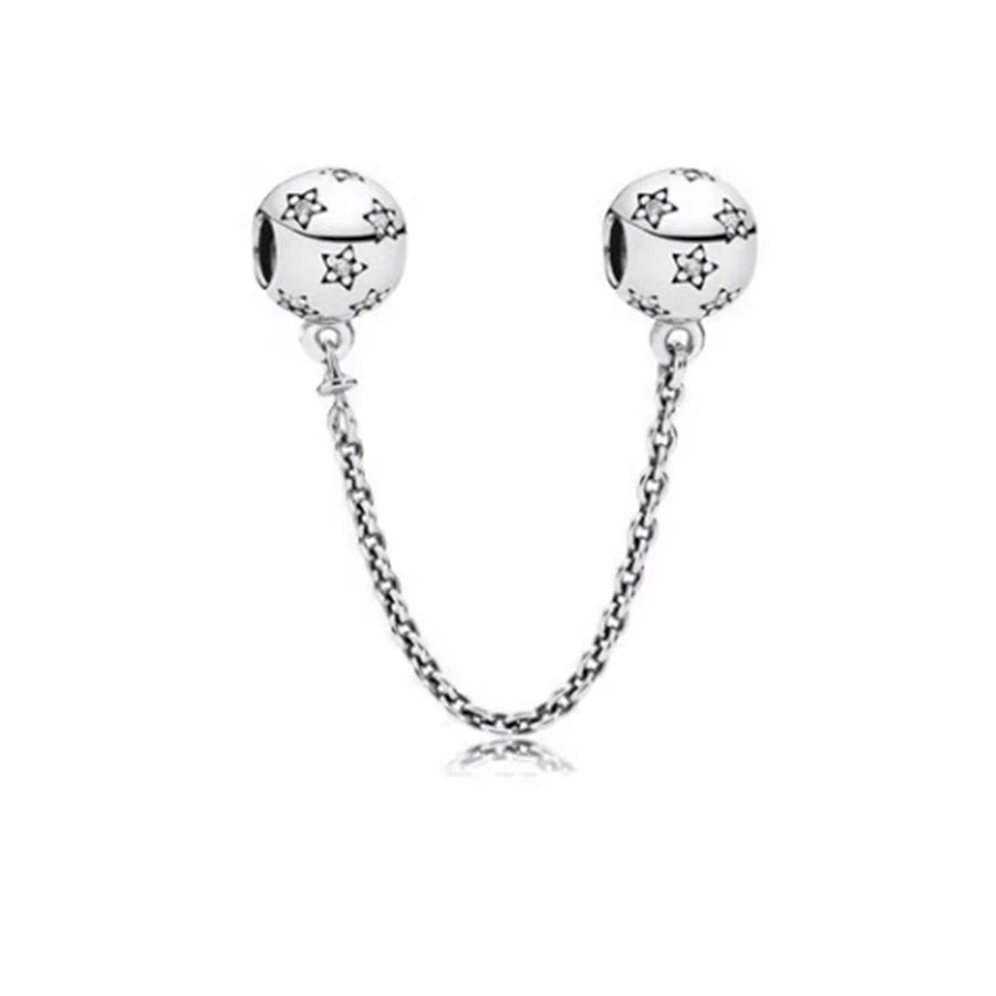 Hot Sale Galaxy Series Beads | DIY Stars, Moon & Safety Chain Silver-Plated Charm for European Bracelets