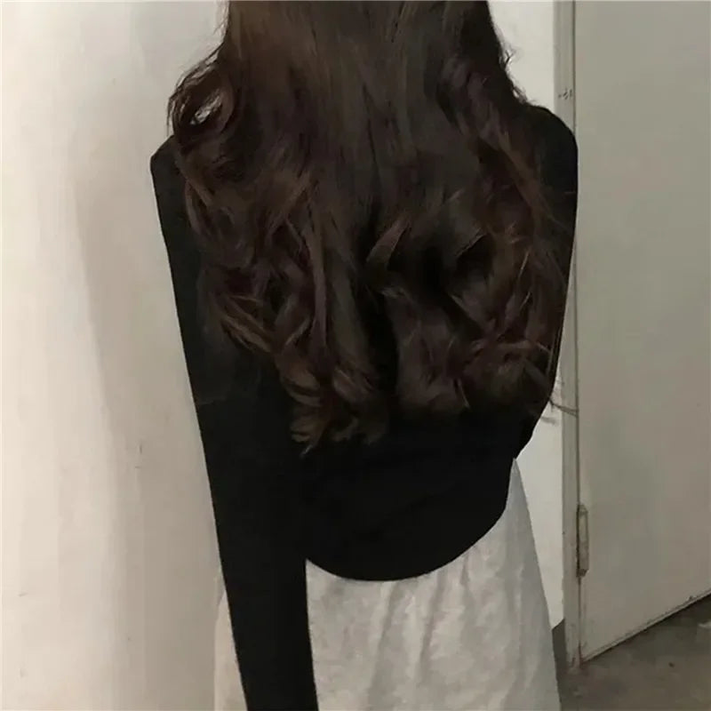 2024 Sexy V-Neck Long Sleeve T-Shirt for Women | Elastic Thin Solid Top for Spring & Autumn