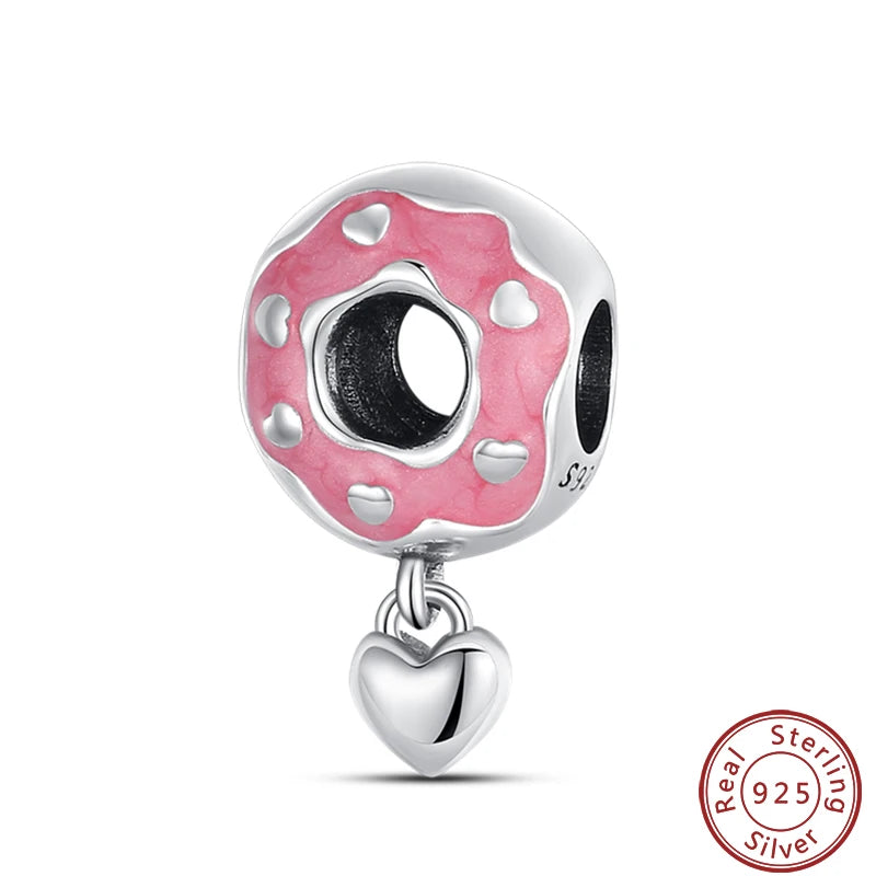 925 Sterling Silver Dessert Afternoon Tea Charm – Coffee, Cake, Pizza & Fries Beads Fit Original Pandora Bracelet DIY Jewelry