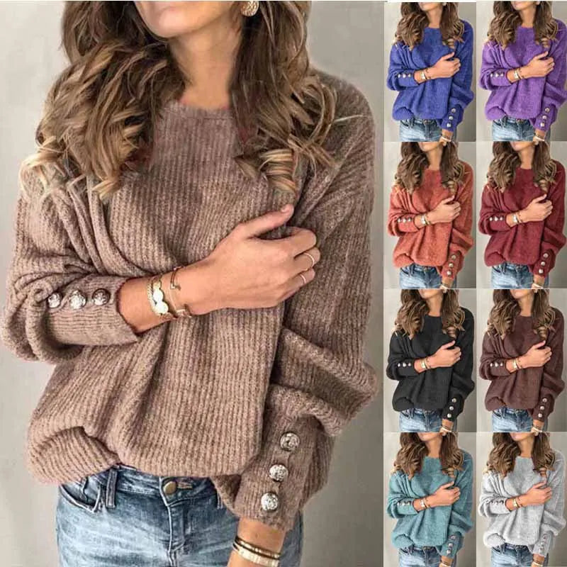 Women’s Knitted Turtleneck Sweater | Fall Winter Warm Loose Pullover | Plus Size Solid Long Sleeve Jumper 2024