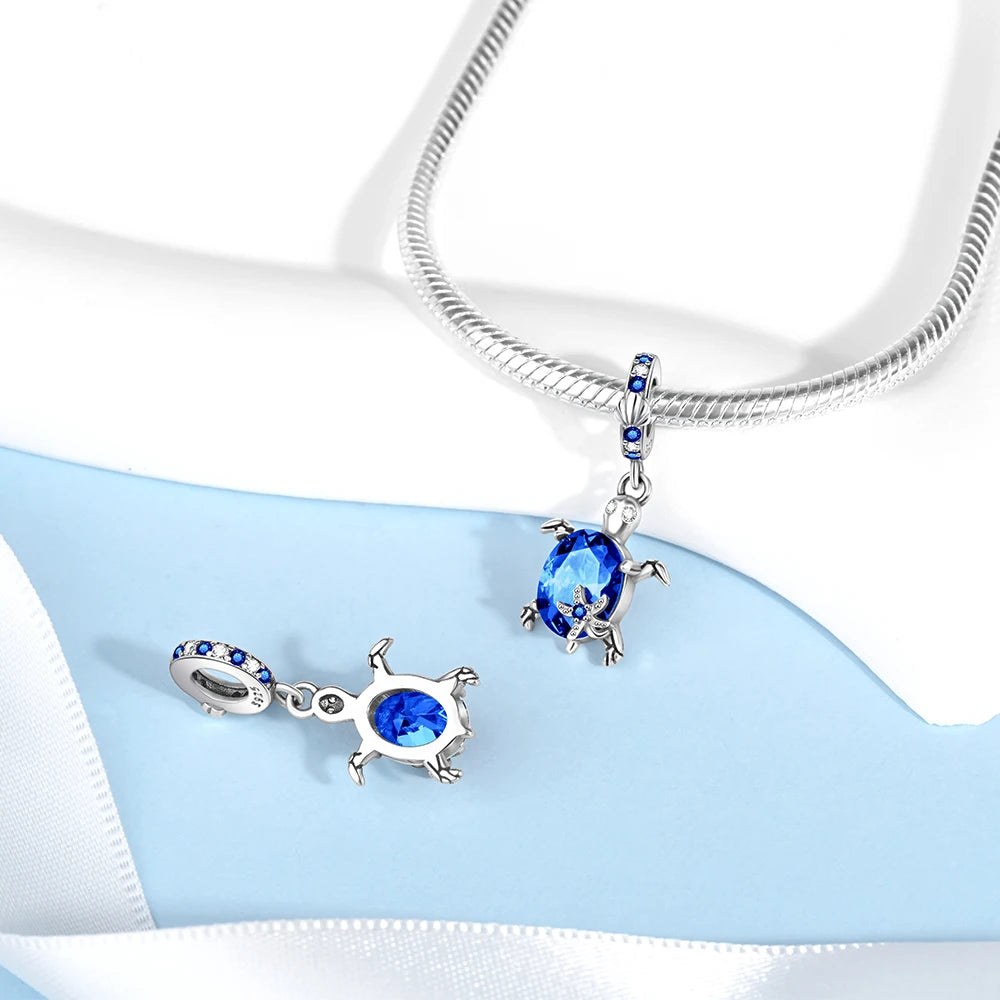 Hot Sale 925 Sterling Silver Summer Ocean Star & Turtle Dangle Charm Bead | Fit Pandora Bracelet