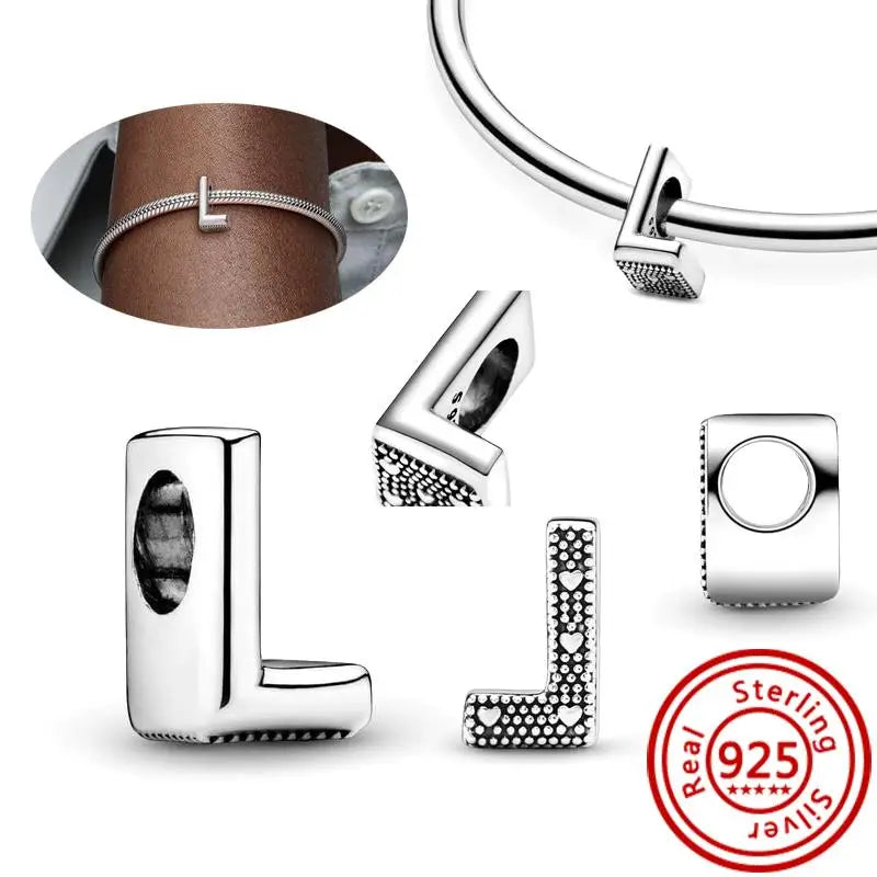 925 Sterling Silver A–Z Alphabet Letter Charms | Gold & Silver Beads for Women DIY Bracelet Jewelry