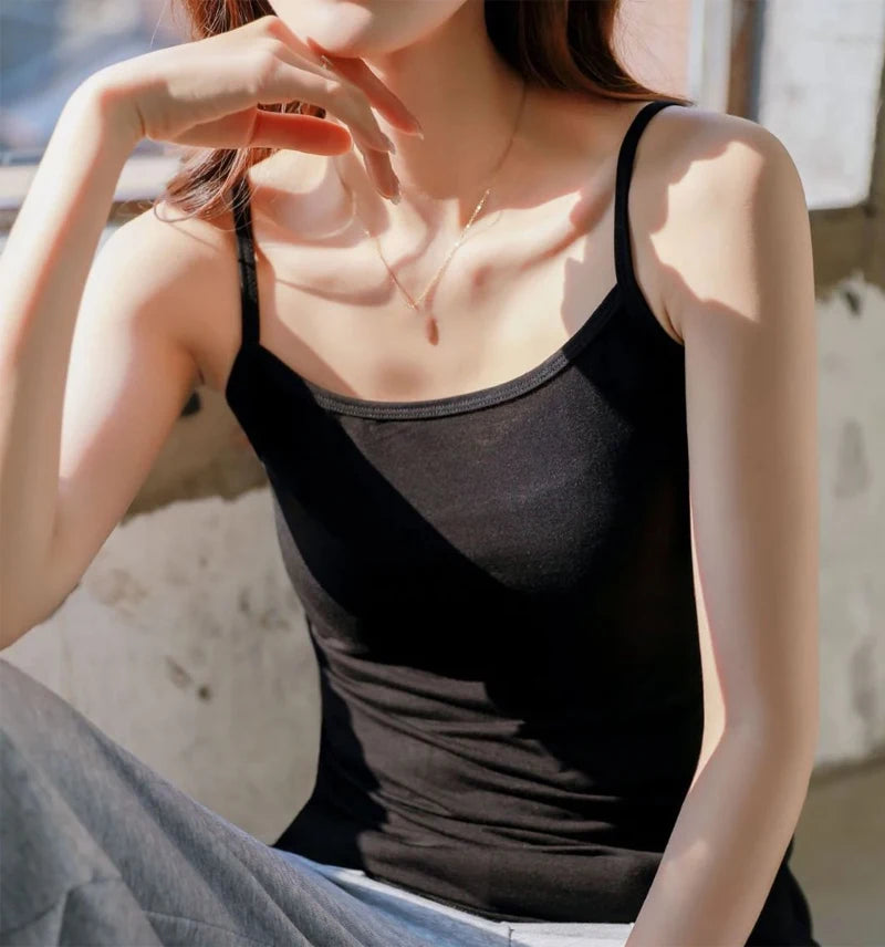 Summer Sexy Black Camisole | Women’s Sleeveless Tank Top Fitness Vest