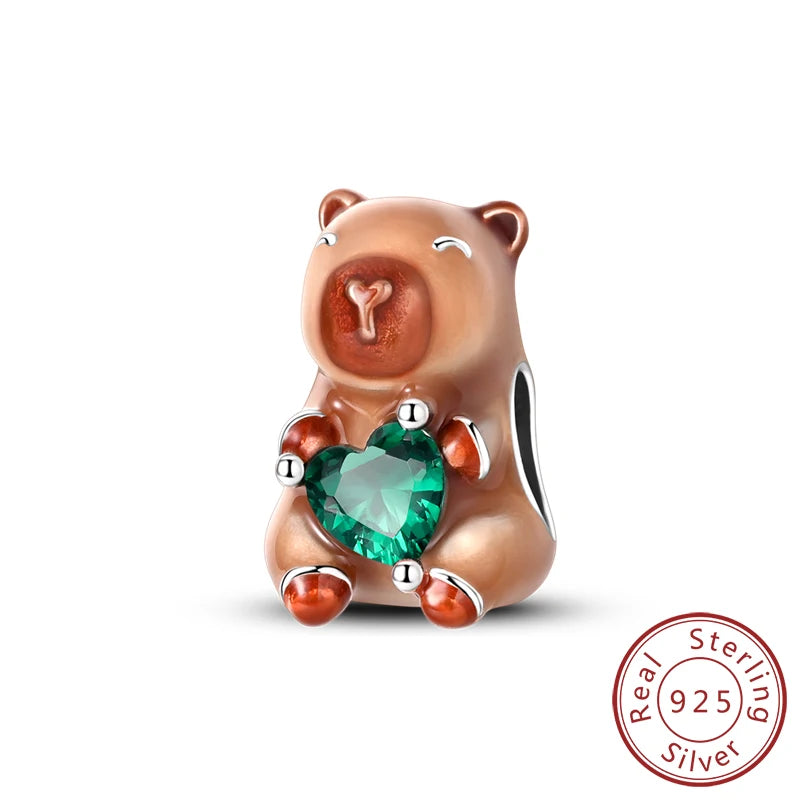 New 925 Sterling Silver Animal & Symbol Charms Beads – Capybara, Firefly, Puppy, Cat, Horseshoe Pendants Fit Bracelets & Bangles