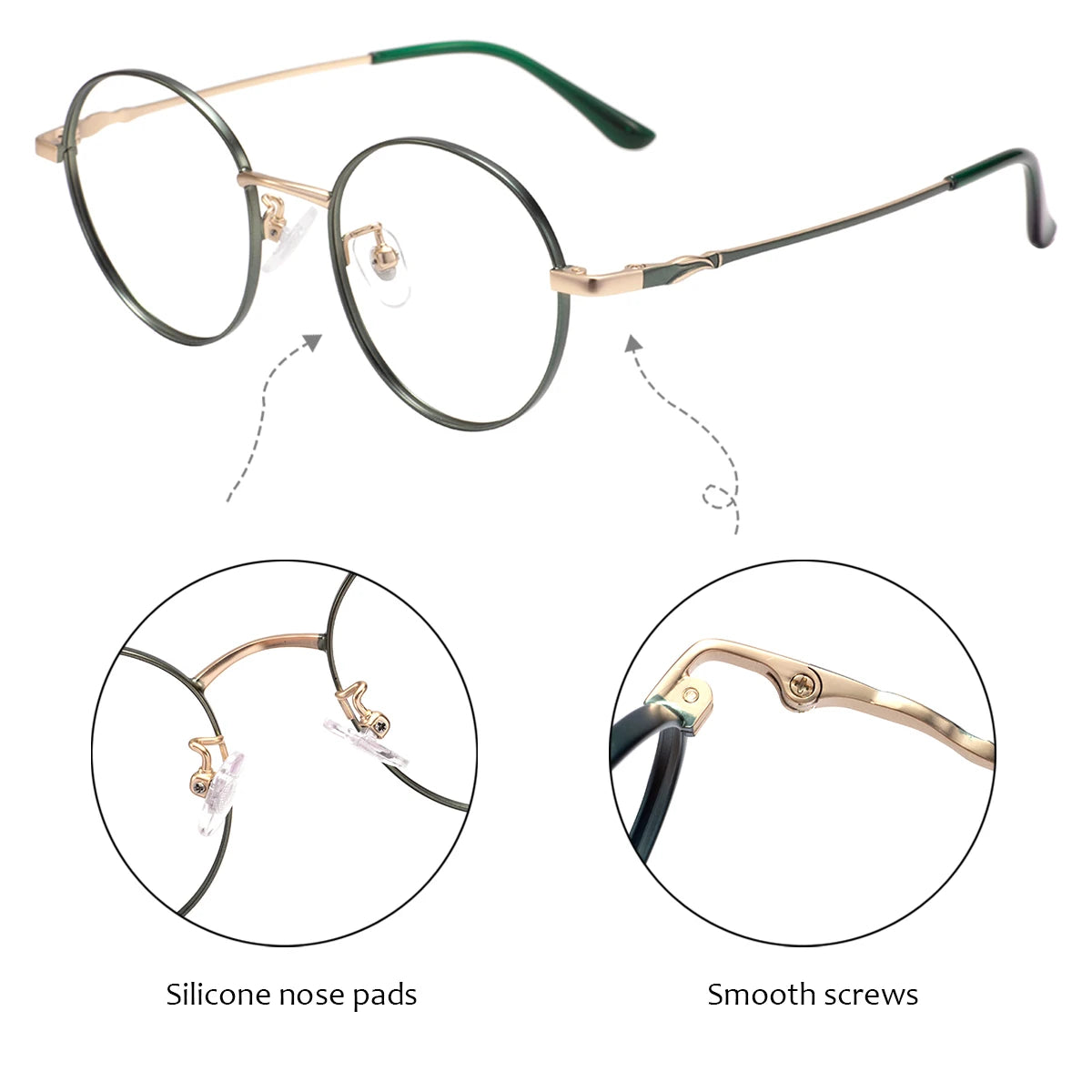 Colorful Round Metal Pink Glasses Frame – Luxury Unisex Full Rim Prescription Eyewear