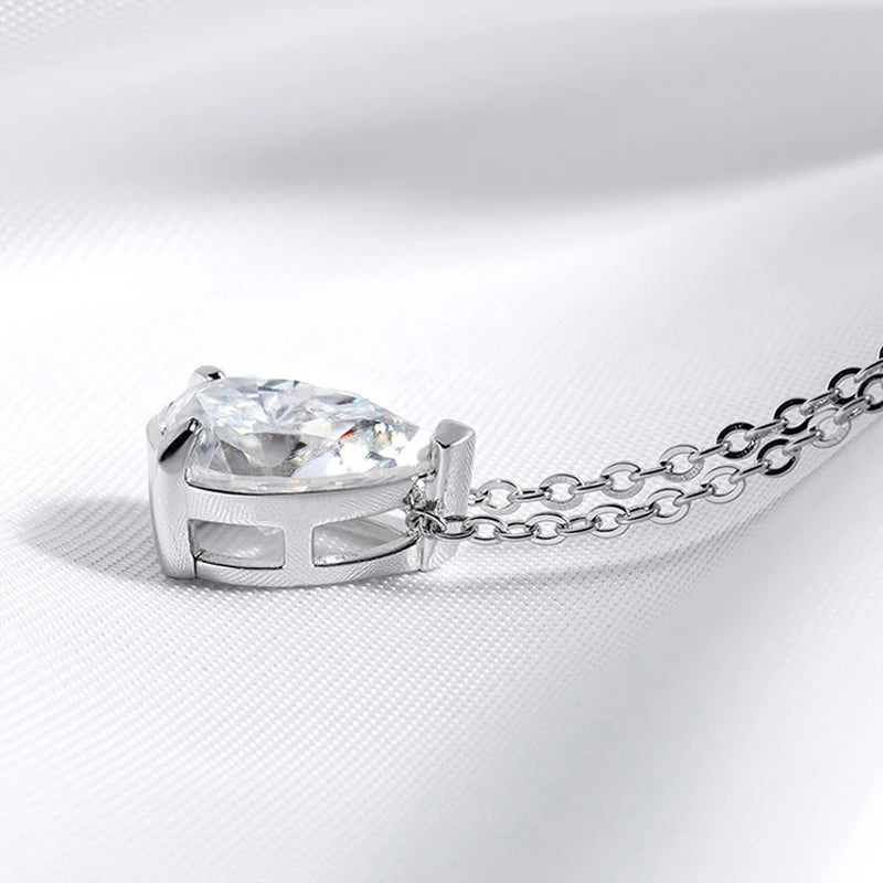Smyoue 1-4CT Pear Cut Moissanite Pendant Necklace – 925 Sterling Silver Lab Diamond Wedding Jewelry for Women Girls