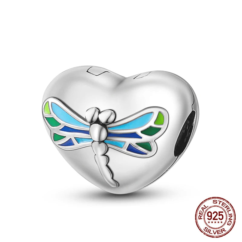 925 Sterling Silver Luminous Butterfly Star Moon Charm Bead | Round Clasp Bead for 3mm DIY Bracelet Jewelry Gift