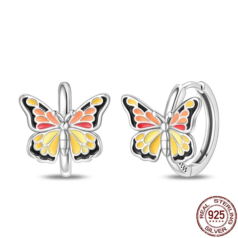 925 Sterling Silver Creative Hoop Earrings | Dangler Charms with Pave CZ for Women