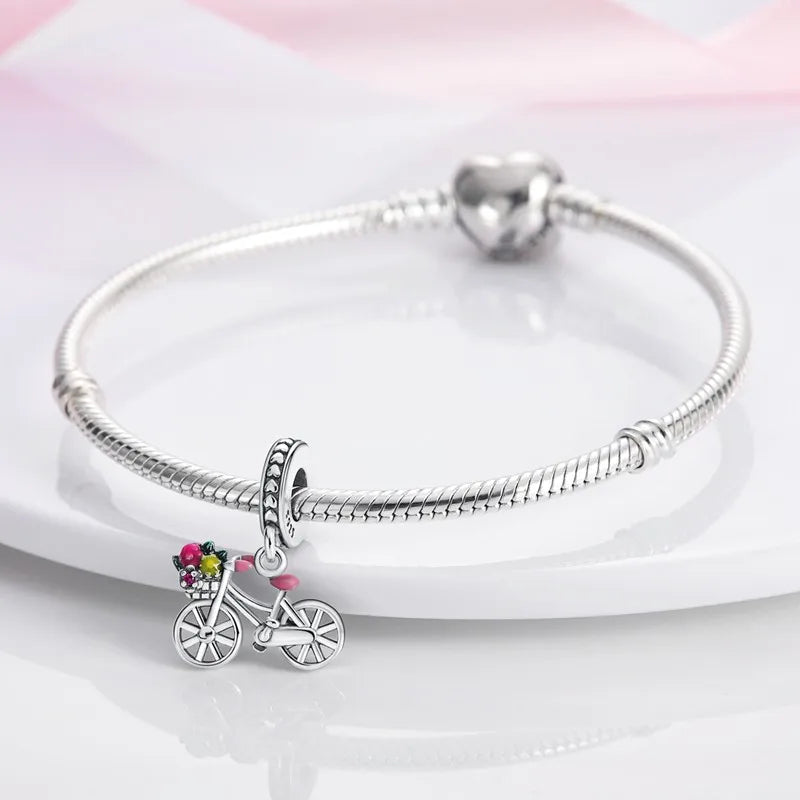 925 Sterling Silver Funny Playable Charms Beads | Smart Watch Tarot Bike Travel Dangle Fit Pandora Bracelet DIY Jewelry