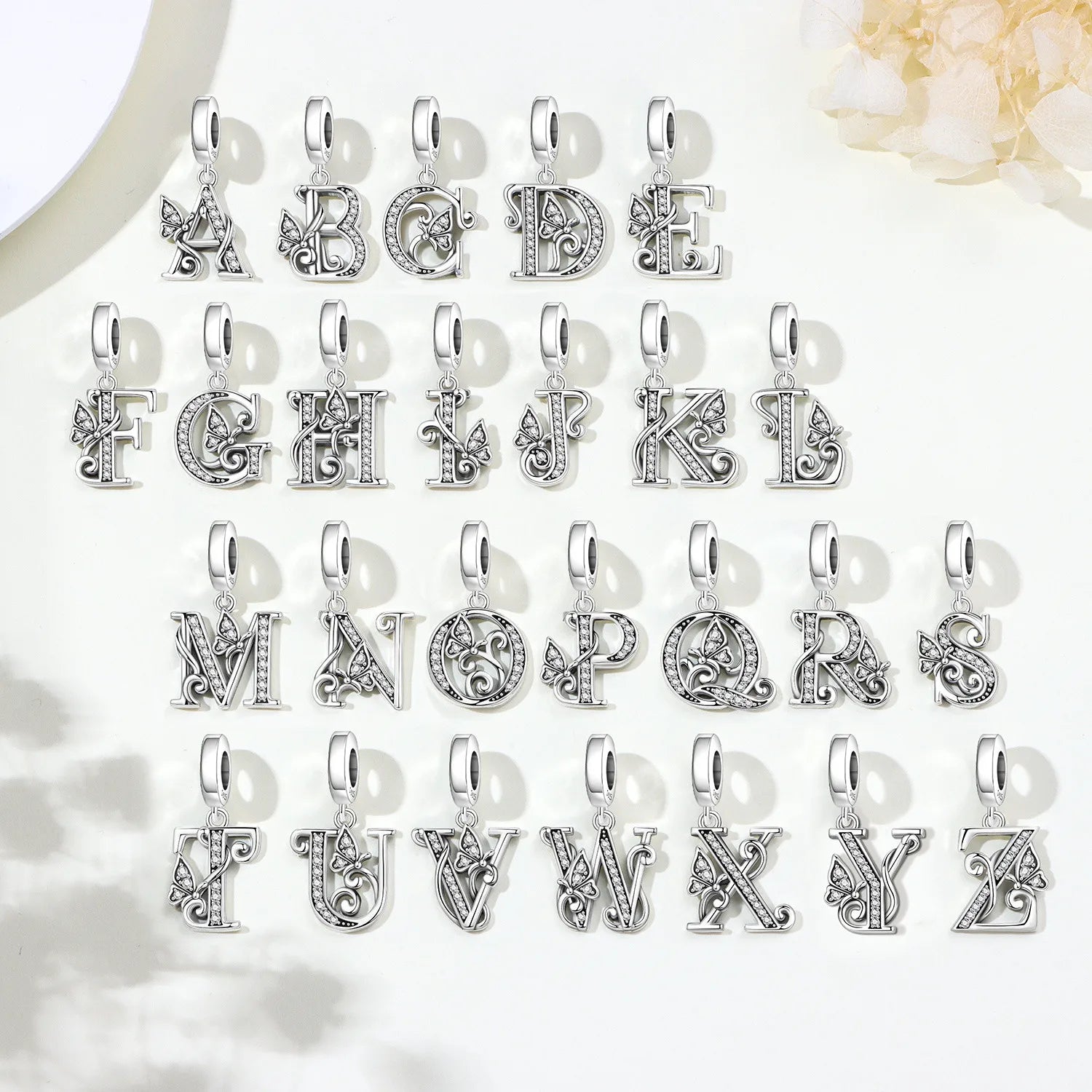 Original S925 Sterling Silver Butterfly & A-Z Letter Beads – DIY Bracelet & Necklace Jewelry