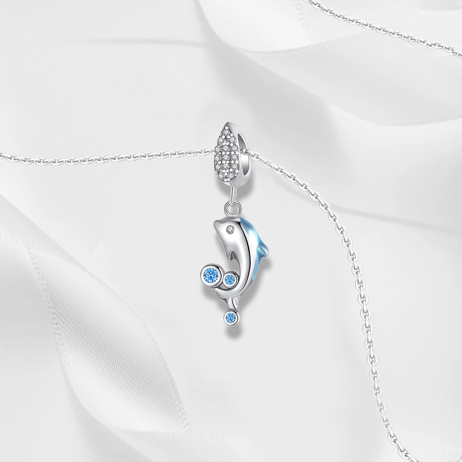 925 Sterling Silver Dolphin Charm Bead – Fits Original Pandora Bracelet & Necklace DIY Jewelry Gift for Women