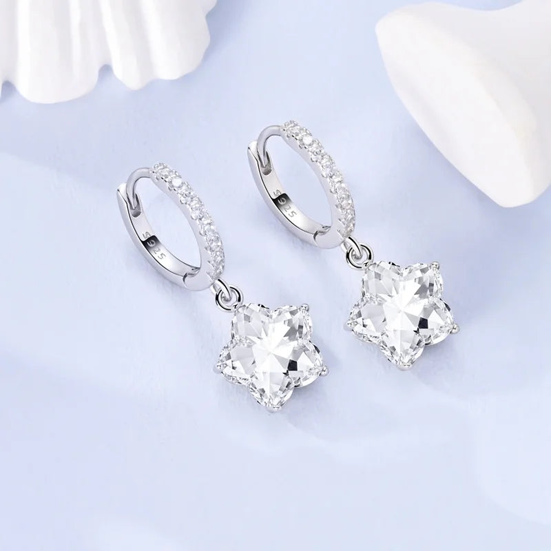 New Original 925 Sterling Silver Sweetheart Bow & Crab Ocean Earrings | Donut Zircon Round Design Women’s Fine Jewelry